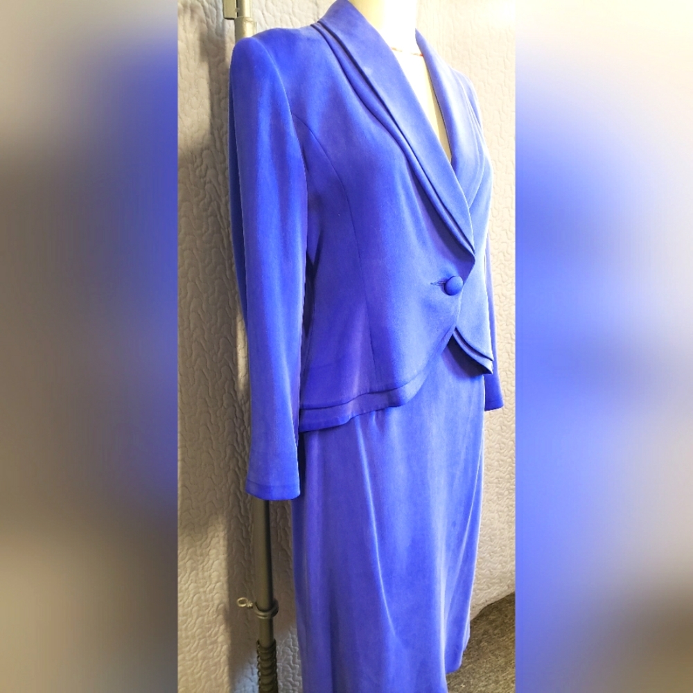 Vintage Sued Silk Skirted Suit